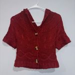 Blue Asphalt Red Cardigan Sweater with Hood Photo 0