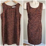 Vintage 90’s animal print sleeveless sheath dress career chic retro Brown Size 14 Photo 1