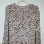 Knox Rose Boho Open Knit Ruffle Hem Long Sleeves Pullover Sweater Photo 6