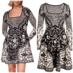 NEW $595 Cara Cara Lillia dress in black scroll terrace long sleeve chic romance Photo 1
