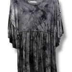 Urban Outfitters Baza Ruffle Mini Frock Dress Gray Black Tie Dye Babydoll M Photo 0