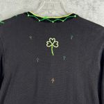 Quacker Factory Cardigan St Patricks Day Novelty Shamrock Beaded Black Green 1X Photo 5