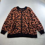 Torrid Plus 4X 4 Cardigan Zip Up Bomber Sweater Leopard Animal Print Heavy Knit Photo 3