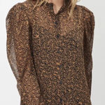 Ted Baker  London Women's Ammbre Exaggerated Shoulder Blouse Animal Print Size‎ 4 Photo 0