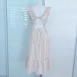 Ann Taylor NEW Victoria Ruffle Midi Dress Size 8 Cutout Back Shimmer Stripe Photo 8