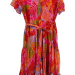J Marie Midi Dress‎ Women Medium Tropical Floral Tiered Vacation Resort Ruffle Photo 0