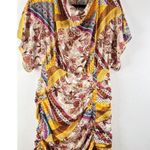 House of Harlow  1960 Revolve Dress Tan Jemima Mini Ruched Floral Boho Medium Photo 7