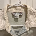 Cotton Express VTG Cotton Express Sleeveless Button Down Denim Shirt Women Medium White Lace Photo 2