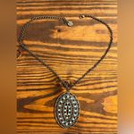 Turquoise Blue Stones and Antiqued Bronze Oval Pendant Necklace boho festival Photo 0