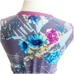 Y2K Peplum Top Butterfly Floral Embroidered Lace Size Large Purple Pink Cotton Photo 3