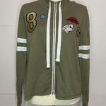 Miss Chievous  Sz Medium Full-Zip Hoodie Jacket Taupe Embroidered Photo 0