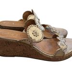 Jack Rogers  Lauren Mid Wedge Cork slide Sandals gold leather size 10 Photo 10