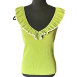 Camille La Vie Green Ruffle Trim Sleeveless Top – Size M Photo 0