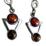 Vintage Sterling Silver Multitone Baltic Amber Earrings Photo 8