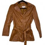 Molly Bracken Brown  size XS faux leather belted jacket Photo 0