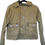 Abercrombie & Fitch green/khaki button up utility jacket with hood Photo 0