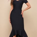 Lulus NWOT How Much I Care Black Off-the-Shoulder Midi Dress Prom Size S Photo 0