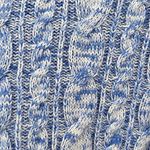 Lands' End ‎ Blue Marled Cable 3/4 Sleeve Boat Neck Pullover Cotton Sweater LARGE Photo 4