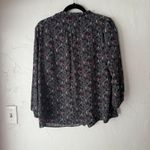 Brora Women's Size 16 Bird Print Button Down Shirt Long Sleeve Collared Silk XL Black Photo 6