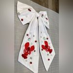Elegant White and Red Satin Embellished Hairbow Photo 2