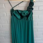 Jessica McClintock VINTAGE 80s  One Shoulder Green Cocktail Dress With Shawl 12 Photo 0
