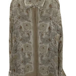 Liz Claiborne Collection Beige Floral Silk Blouse Shirt Set Womens Size Large Tan Photo 0