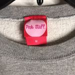 Pink stuff gray pullover with breast cancer awareness pink bow logo size medium Photo 5