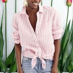 J.Crew pink and white striped button up shirt! Photo 0