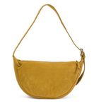 Made In India NWT Mustard Yellow Genuine Leather Suede Crescent Shoulder Bag Photo 0