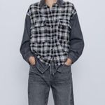 ZARA Denim Tweed Button-Front Jacket Photo 2