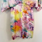 Aidan Mattox  Satin Flared Short Sleeve Mini Dress Size 2 Pink Multicolor Photo 6