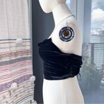 ZARA  Black Velvet Jewel Rhinestone Strap Crop Top Women’s Size Small Photo 2