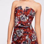 Free People  Is Hot To Trot Floral Print Strapless Front Wrap Mini Dress Photo 0
