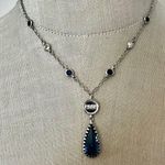 New York Yankees MLBP Necklace with Blue Crystal Drop Silver Photo 0