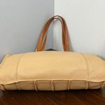 Tusk Nude Leather Luxury Shoulder Handbag with Brown Double Handle Two Tone Photo 7