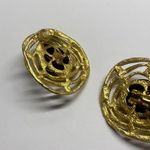 Pretty Gold Tone Black / Rhinestone Large Oversized Statement Clip On Earrings Photo 8