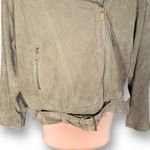 Ted Baker Louiey Convertible Perforated Suede Biker Moto Jacket Olive Green Photo 7