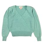 Jaclyn Smith  Vintage Beaded Sweater Mint Green V Neck Womens Small Photo 0