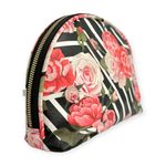 Betsey Johnson | Floral Striped Dome Zip Closure Lined Cosmetic Makeup Bag Photo 4