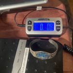 Vtg Sterling Silver Turquoise Inlay Southwestern Signed Scene Cuff Bracelet Photo 9