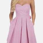 Lauren James Red Corbin Bow Seersucker Strapless Dress Photo 0