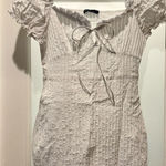 SheIn  LWD White Textured Mini Dress Ties in front off or on shoulder Dainty Photo 0