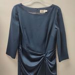 Eliza J Navy Blue Gathered Cocktail Sheath Dress, 3/4 Sleeve Photo 4