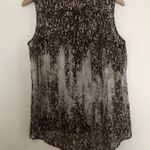 Chico's Leopard Print Semi-Sheer Button Up Sleeveless Collar Tank Blouse Top Photo 7