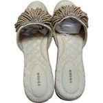 Birdies Beaded Slide Mules Natural Woven Linen Sz 8 Tan Photo 2