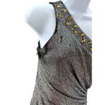 Cache Y2K Caché One Shoulder Metallic Ruched Prom Gown Rhinestone Trim Sz 4 Photo 3