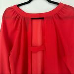 Petticoat Alley  Womens Red Round Neck 3/4 Sleeves Pullover Open Blouse Size M Photo 8