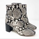 Tory Burch NEW Kira 70MM Bootie Stamped Snake Leather Grey Black in Warm Roccia Photo 2