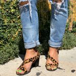 Qupid Leopard High Block Heel Sandal Ankle Strap Open Toe Shoe Size 6 Photo 1