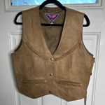 Vintage American MOB boho cowgirl leather western vest jacket large festival Tan Photo 2